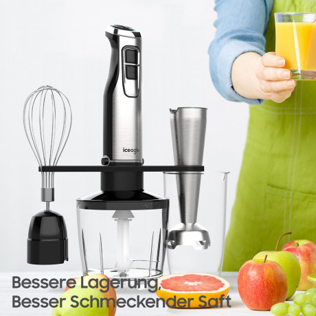 Aoucheni Aoucheni Stabmixer Purierstab Set Elektrischer 4 in 1 Mixer, 1000,00 W, inklusive Zerkleinerer, Messbecher, Milchaufschaumer und Schneebesen Ручной блендер Aoucheni, набор стержней для очистки, электрический миксер 4 в 1, 1000,00 Вт, включая изм