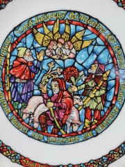 DE LIMOGES Коллекционная номерная тарелка №CD463 из серии &quot;Весть о великой радости&quot; Noёl Vitral (Ноэль Витраль) с сертификатом, 21,5см, Франция, 1977г