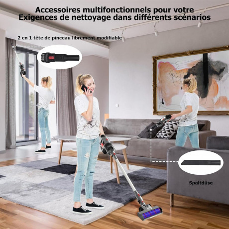 AMCK AMCK Akku-Hand-und Stielstaubsauger, 300,00 W, Beutellos, Leichter Kabelloser Staubsauger mit Wandhalterung, Abnehmbarer Akku Беспроводной ручной пылесос AMCK, 300,00 Вт, без мешка, легкий беспроводной пылесос с настенным креплением, съемный аккумул