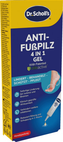 SCHOLL Anti-Fusspilz 4in1 Gel, 10 ml, Шолль Гель от грибка стоп 4в1, лечение и профилактика, 10 мл