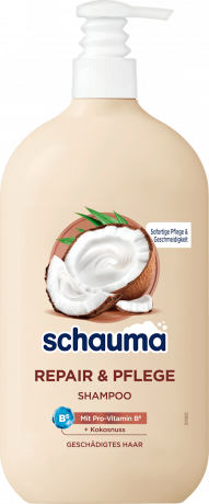 Schauma Shampoo Repair & Pflege, 750 ml, Schauma восстанавливающий шампунь Repair & Pflege с кокосом и провитамином B5, 750 мл