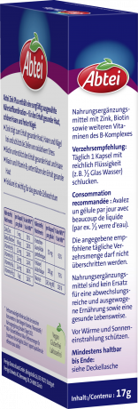 Abtei Zink Plus 32 Kapseln (17 g), Abtei Капсулы цинка с биотином и витаминами группы B для кожи, волос и ногтей, 32 капсулы (17 г)