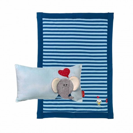 sigikid Baby Kuscheldecke Kissen Set 2-tlg. Elefant Lolo Lombardo blau Spieldecken Комплект подушек для детского одеяла из 2-х предметов. Синий игровой коврик Elephant Lolo Lombardo