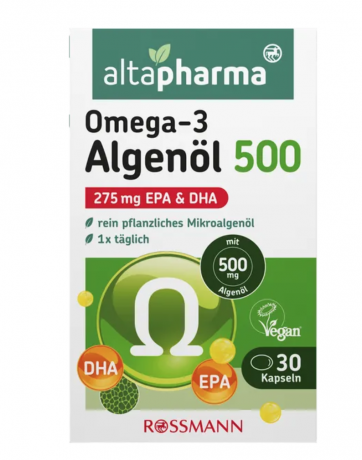 altapharma Omega-3 Algenol Капсулы c EPA и DHA из масла микроводоросли, веганские, 30шт