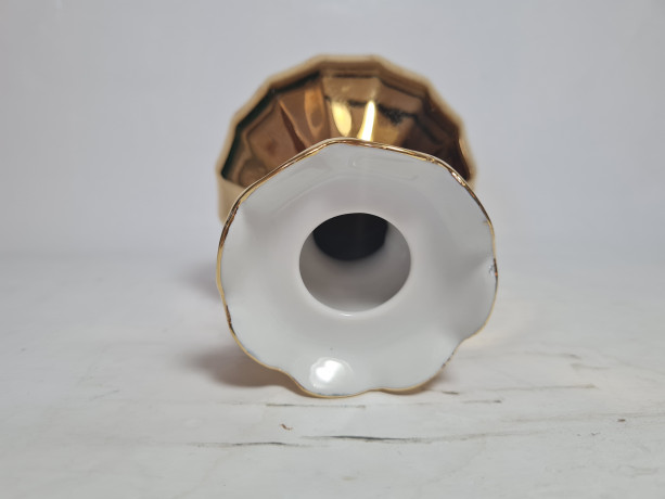 Подсвечник винтажный Wundsiedel Bavaria в золотом, фарфор, 10 х 8 см, Германия, 1970-80гг.