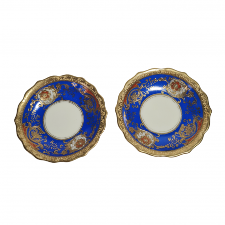 Блюдце винтажное Meito Porzellan, кобальт / золото, 2 шт., фарфор, 9 см, Италия, 1970-80гг.