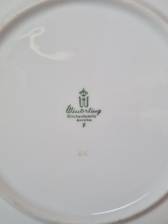 Winterling Kirchenlamitz Bavaria Чайное трио фарфоровое с серым геометрическим рисунком и позолоченным ободком, Германия, 1960-70гг.