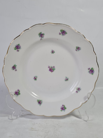 Чайное трио винтажное Meissen с фиолетовыми цветочками, фарфор, Германия, 1960-70гг.