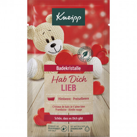 Kneipp Badekristalle Hab dich lieb, 60 g, Kneipp кристаллы для ванны «Люблю тебя» с малиной и маслом клюквы, 60 г