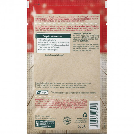 Kneipp Badekristalle Hab dich lieb, 60 g, Kneipp кристаллы для ванны «Люблю тебя» с малиной и маслом клюквы, 60 г