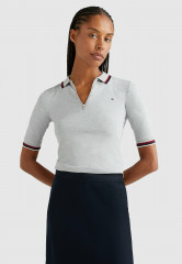 Tommy Hilfiger SLIM GLOBAL ZIP Polo shirt light grey htr SLIM GLOBAL ZIP Рубашка поло светло-серый