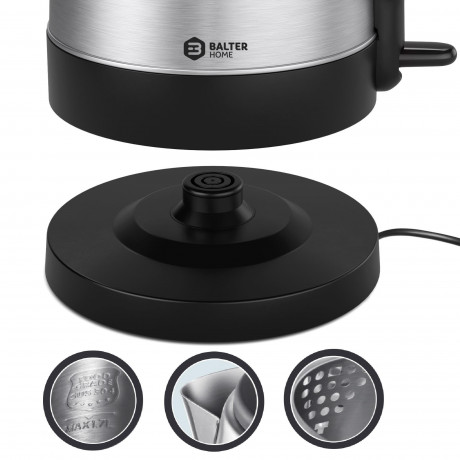 Balter Balter Wasserkocher WK-7, 1,7 Liter, Edelstahl, 2200 Watt, kabellos, Teekocher Чайник Balter WK-7, 1,7 л, нержавеющая сталь, 2200 Вт, беспроводной, чайник