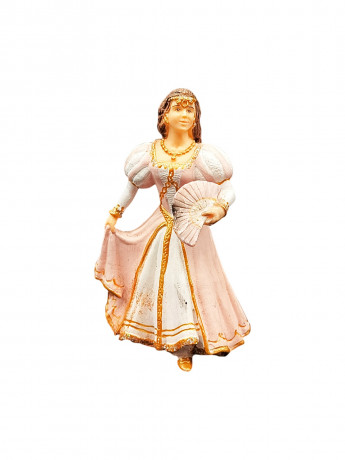 Статуэтка винтажная миниатюрная Schleich "Женщина в розовом платье с веером", фарфор, 9 х 6 см, Китай, 1960-70гг.