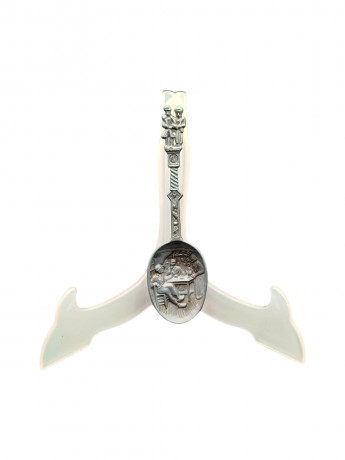 Ложка винтажная Jan Steen Pewter, сувенирная, с объемным декором, фигурками на ручке, олово, 17.5 см, Голландия, 1950-60гг.