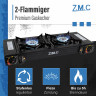 ZMC ZMC Gaskocher PREMIUM 2 Flammig Campingkocher Outdoor Gaskocher + 8x Gaskartuschen, (Doppel Kartuschenkocher Gasherd Kochfeld mit Piezozundung Warmeleistung: 2,0KW), Butan Gas 227g Gaskocher Outdoor Camping Gas Kocher Herd Butangas Газовая плита ZMC