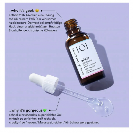 Geek & Gorgeous aPAD serum, Сыворотка с азелаиновой кислотой 20%, от покраснений и акне, для проблемной и чувствительной кожи, 30 мл