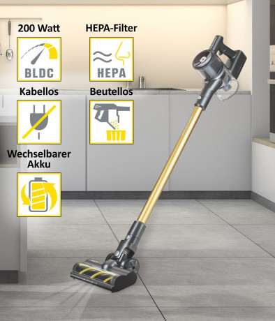 Genius Genius Akku-Stielstaubsauger INVICTUS X8 Akku Hand Staubsauger Set 12-tlg. Akkusauger, beutellos HEPA Filter, Kabellos 35 Min. Laufzeit LED Spot-Licht  Беспроводной ручной пылесос Genius INVICTUS X8, набор из 12 предметов. Беспроводной пылесос, HEP