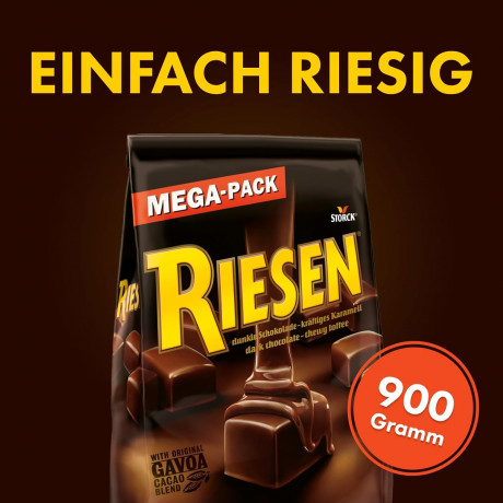 RIESEN 900 g Mega Pack Sweets with Chocolate Caramel in Strong Dark Chocolate Конфеты с шоколадной карамелью в темном шоколаде 900г