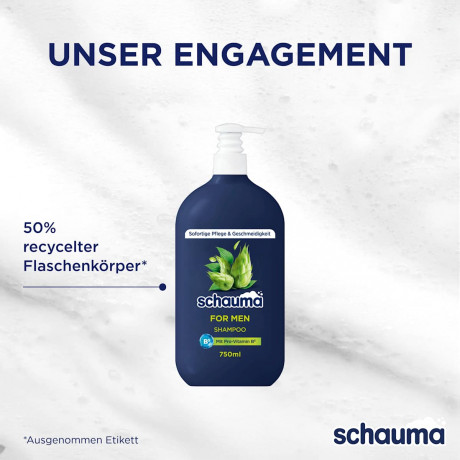 Schauma Shampoo For Men, 750 ml, Schauma мужской шампунь For Men с экстрактом хмеля и провитамином B5, 750 мл