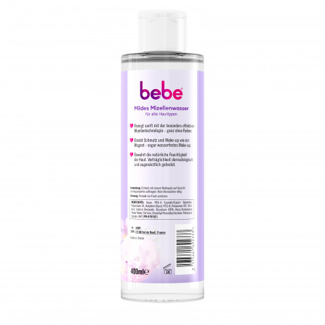 bebe Mildes Mizellenwasser, 400 ml, bebe мягкая мицеллярная вода с розовой водой для лица и глаз, 400 мл