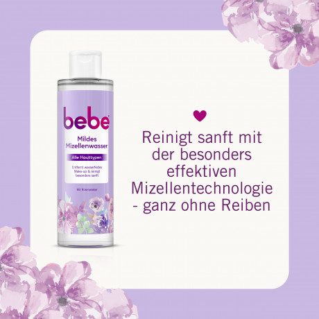 bebe Mildes Mizellenwasser, 400 ml, bebe мягкая мицеллярная вода с розовой водой для лица и глаз, 400 мл