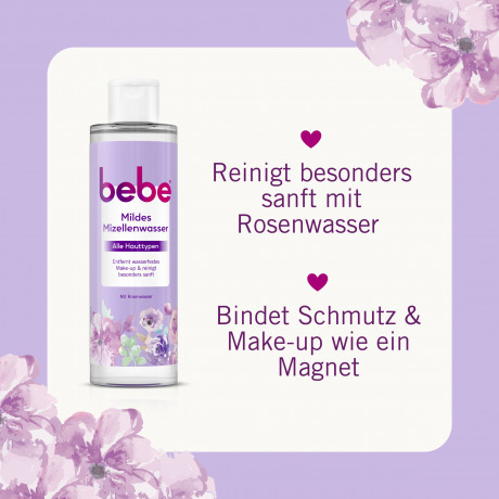 bebe Mildes Mizellenwasser, 400 ml, bebe мягкая мицеллярная вода с розовой водой для лица и глаз, 400 мл