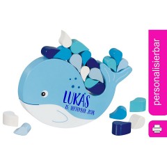 goki Balancierspiel Wal mit Name personalisiert Балансирующая игра с китами