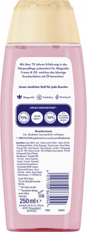 Fa Soft Magnolia Cream & Oil Duschcreme 250 ml, Крем для душа FA Soft Magnolia Cream & Oil с маслами и ароматом магнолии, фиалки и пачули, 250 мл