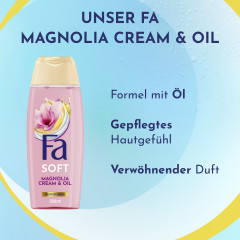 Fa Soft Magnolia Cream &amp; Oil Duschcreme 250 ml, Крем для душа FA Soft Magnolia Cream &amp; Oil с маслами и ароматом магнолии, фиалки и пачули, 250 мл