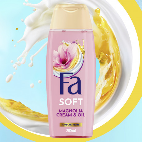 Fa Soft Magnolia Cream & Oil Duschcreme 250 ml, Крем для душа FA Soft Magnolia Cream & Oil с маслами и ароматом магнолии, фиалки и пачули, 250 мл