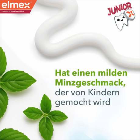 elmex Zahnpasta Junior Kariesschutz Professional, 75 ml, Детская зубная паста Junior Kariesschutz Professional с кальцием и фторидом, 6–12 лет, 75 мл