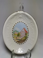 Pirken Hammer Gentlemen, Пиркен Хаммер Декоративная винтажная тарелка "Возвращение домой", фактурный фарфор, 14см х 11см, Чехословакия 1950г.