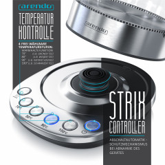 Arendo Arendo Wasserkocher, 1,5 l, 2200 W, Edelstahl  Glas mit Basisstation, Temperatureinstellung 70° 100° C  Чайник Arendo, 1,5 л, 2200 Вт, стекло нержавеющая сталь, с подставкой, регулировка температуры 70° 100° C