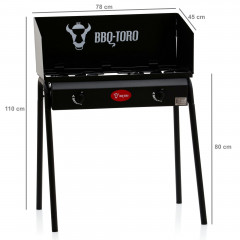 BBQ-Toro BBQ-Toro Gaskocher Gas Grilltisch mit Windschutz, Gusseisen Gaskocher 2 Brenner, 12kw  Газовая плита BBQ-Toro, газовый гриль-стол с защитой от ветра, чугунная газовая плита, 2 конфорки, 12 кВт