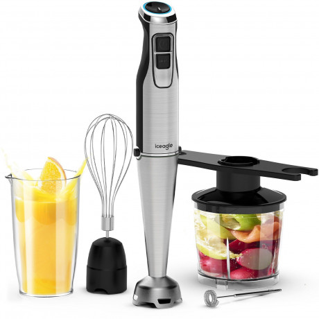 Sintech Sintech Stabmixer Purierstab, Stabmixer Elektrischer, 1000W Purierstab Edelstahl, 4 in 1, mit 4 Aufsatzen aus Edelstahl sowie 1 Mixbechern, 6 Stufen  Ручной блендер Sintech, электрический ручной блендер, стержень для очистки 1000 Вт, нержавеющая с