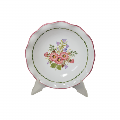 Gollhammer Keramik Керамическое глубокое сервировочное блюдо &quot;Полевые цветы&quot; в розово-бордовых тонах, 22,5 x 6 см, Германия, 1960-70гг.