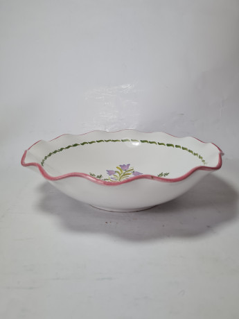 Gollhammer Keramik Керамическое глубокое сервировочное блюдо "Полевые цветы" в розово-бордовых тонах, 22,5 x 6 см, Германия, 1960-70гг.