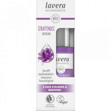 LAVERA Straffendes Serum, 30 ml, Лавера Сыворотка подтягивающая, 3 вида гиалуроновой кислоты и бакучиол, лифтинг-эффект, 30 мл