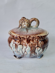 Сахарница винтажная Im Stil S&amp;G Scheurich с крышкой, с цветочным декором, керамика, 11 x 15 см, Германия, 1960-1970гг.