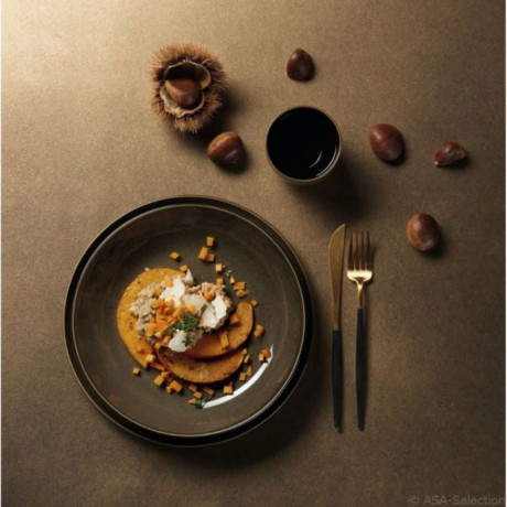 ASA SELECTION ASA Kolibri Chestnut Teller Coupe d: 24 cm / h: 4,5 cm Тарелка ASA Hummingbird Chestnut Plate Coupe d: 24 см / высота: 4,5 см