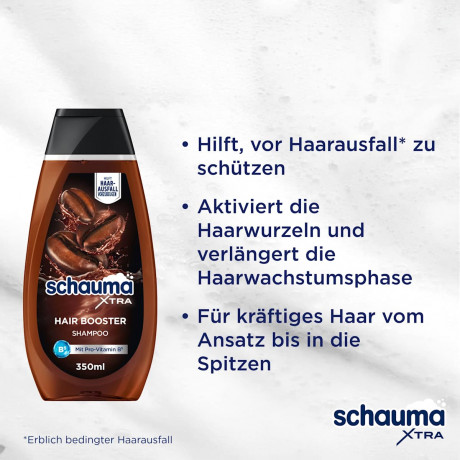 Schauma Shampoo XTRA Hair Booster, 350 ml, Schauma укрепляющий шампунь XTRA Hair Booster с кофеином и провитамином B5, 350 мл