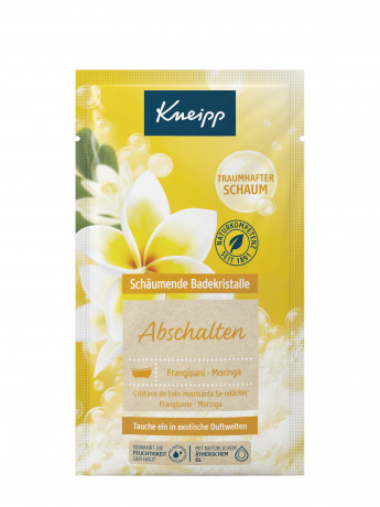 Kneipp Schaeumende Badekristalle Abschalten, 80 g, Kneipp пенящиеся кристаллы для ванны Abschalten с франжипани и маслом моринги, 80 г