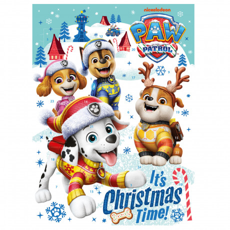 Paw Patrol Adventskalender, PAW Patrol шоколадный адвент-календарь 2026 «Щенячий патруль» с 24 фигурками из молочного шоколада, 75 г