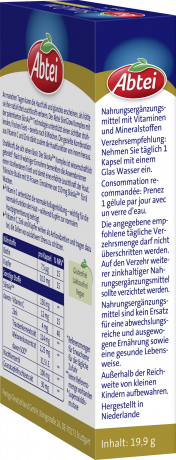 ABTEI Skin Glow Complex 30Kps DACH 30 Kapseln (19,9 g), Abtei Капсулы Skin Glow для свежего и сияющего вида кожи с витамином C, цинком и медью, 30 капсул (19,9 г)
