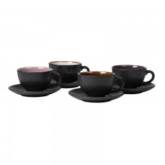 Bitz Bitz Gastro black / light Tasse 0,22 L mit Untertasse 10 cm Set 4-tlg. Чашка Bitz Gastro черная/светлая 0,22 л с блюдцем 10 см, набор из 4 шт.