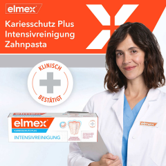 elmex Zahnpasta Kariesschutz Plus, Intensivreinigung, 50 ml, Зубная паста Kariesschutz Plus Intensivreinigung для интенсивного очищения и удаления окрашиваний, 50 мл