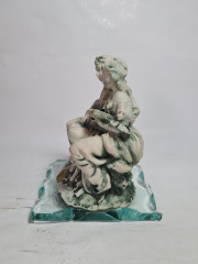 Статуэтка винтажная Arte Murano Linea &quot;Влюбленная пара&quot; на стеклянном основании, керамика/стекло, 11 х 14 см, Италия, 1960-70гг.