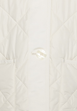 Tommy Hilfiger COLLARLESS QUILTED SHORT JACKET Light jacket feather white КОРОТКАЯ СТЕГАНАЯ КУРТКА БЕЗ ВОРОТНИКА Легкая куртка перо белое
