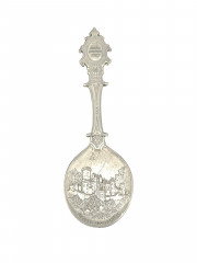 Ложка винтажная WMF Zinn &quot;Замок Штольценфельс&quot;, юбилейная, олово, 19 см, Германия, 1987 год.