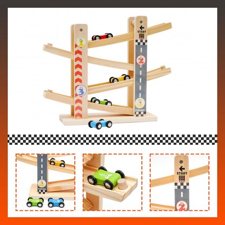baobe Kugelbahn Murmelbahn Holzauto-Spur Lernspielzeug Мраморная дорожка Мраморная дорожка Деревянная автомобильная дорожка Развивающие игрушки